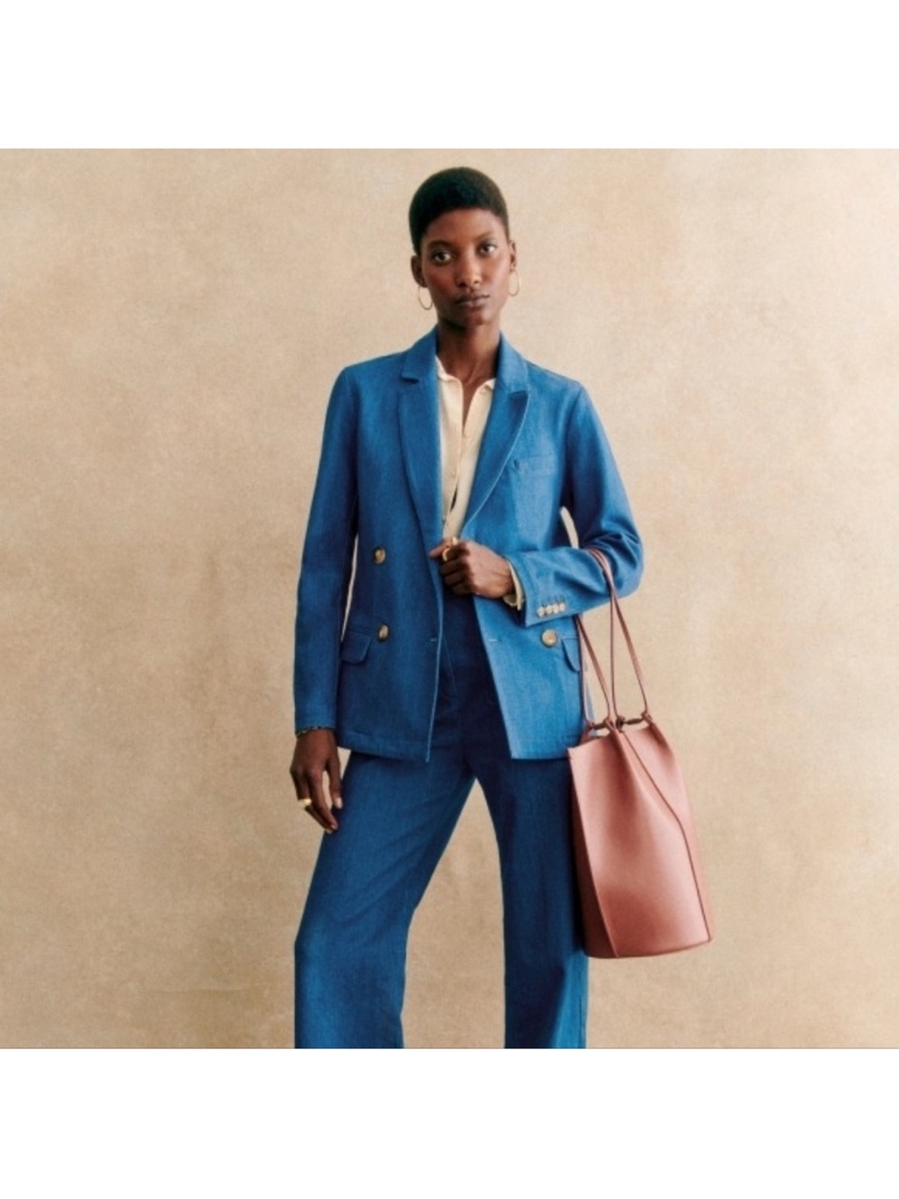 Sézane Christie Jacket 32 + Martin Trousers 34 Cyan Suit Set | NWOT
